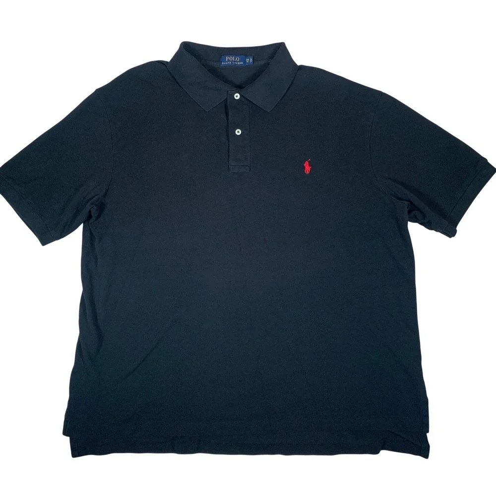 Polo Ralph Lauren Polo Shirt Mens 2XB Black Excellent Short Sleeve Mesh